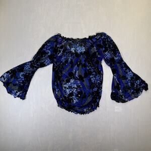 Studio West Blouse Size XL 3/4 Sleeve Pullover Bell Sleeve Crochet Peasant Boho
